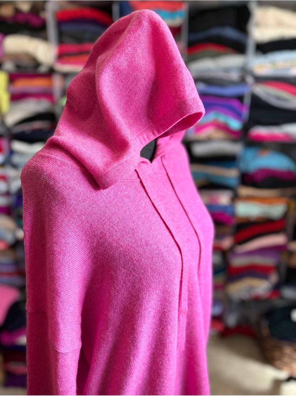 Bloomingdale's Hot Pink Hoodie Cashmere Women's Sweater